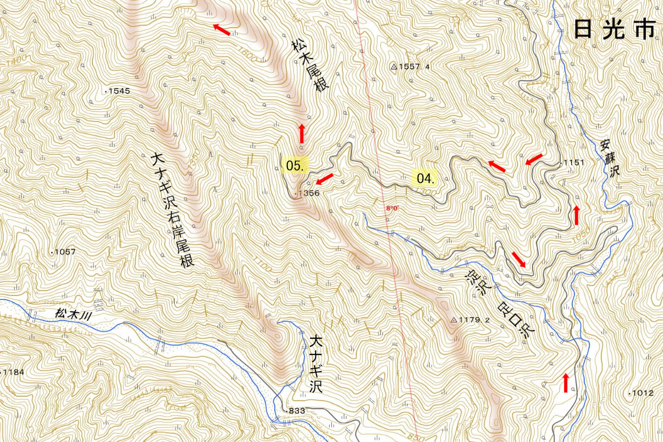 大平山地図中